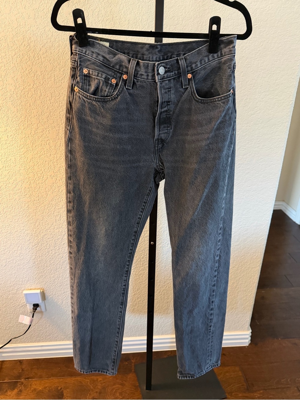 501 Levi's Washed Black Boyfriend Jeans